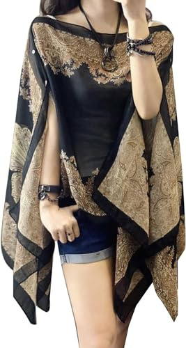 FZKun Chal De Protección Solar De Verano Para Mujeres - Cárdigan De Playa Casual Estilo Francés Chal De Chiffon Ligero Transpirable Bufandas Envolventes Poncho Capa Capalets