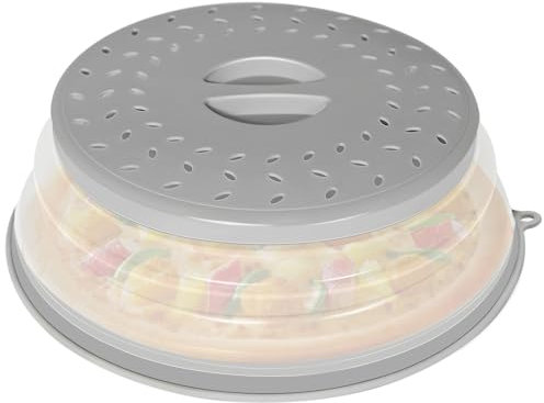 CasaCulina Cubierta plegable para salpicaduras de microondas, tapa ventilada para microondas con agujero de gancho, protector de salpicaduras para plato, tazón de plato, colador de frutas y verduras,