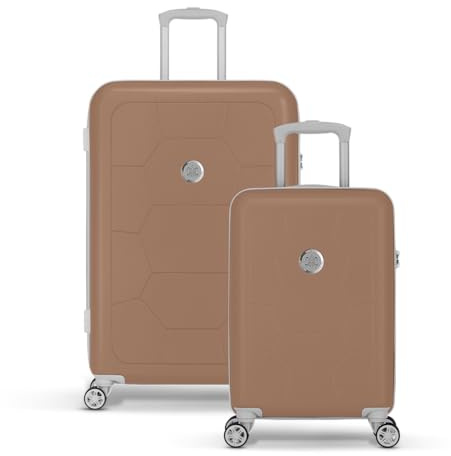SUITSUIT Kofferset 2 teilig - Handgepäck Koffer - Reisekoffer Groß - Koffer Leicht - Hartschalenkoffer mit Zahlenschloss - Caretta Coca Mocha