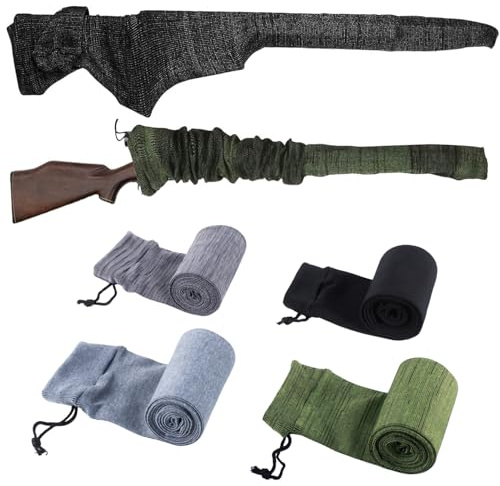 Hanlintk Lote de 4 calcetines gruesos para rifles y escopetas, 140 cm de largo, con revestimiento de silicona