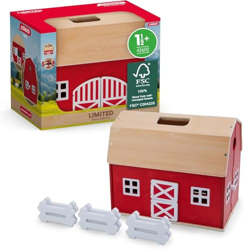 schleich FARM WORLD | Großer Bauernhof aus Holz 42602 | Set inkl. Haus, 6x Zaun & Zubehör | Farm aufklappbar | Geschenkidee für Jungen und Mädchen | Bauernhof Spielzeug ab 1,5 Jahre | Set aus 7 Teilen