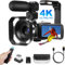 SOPPY 4K Digital Camcorder 48MP 60FPS WiFi IR Night Vision 18X Zoom, 3.0 Inch Flip Screen Vlogging Camera with Remote Control, 2 Batteries & 64GB SD Card, Black