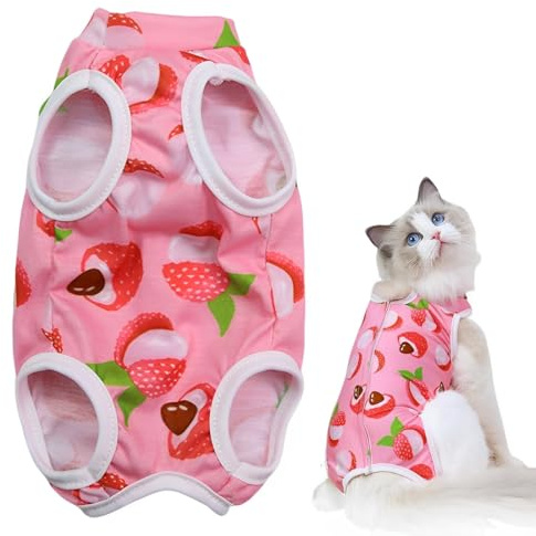 AYVRUOP Body pour Chat Post-Op Mignon Design – Combinaison Anti-Léchage après Stérilisation | Alternative Douce au Collier Élisabéthain, Tissu Respirant & Léger