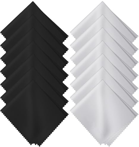 Arvoni 14 pièces Chiffons Microfibre de Nettoyage, 15x15cm Chiffon Lunettes de Vue, Chiffon de Nettoyant Noir et Gris, Réutilisable Chiffons de Nettoyage, pour Nettoyer Lunettes, Caméras, Tablettes