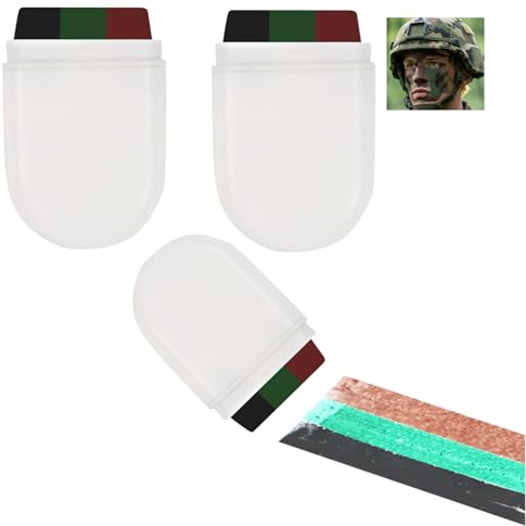 Camouflage Face Paint Sticks Kit in Black, Green, Brown - Water-Resistant Compact Twist-Up Design for Outdoor Activities, Hunting, Camping & Costume Makeup, Quick Blending Application, Halloween &
