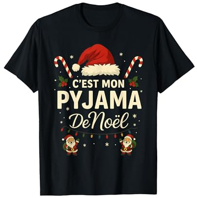 C'est Mon Pyjama de Noël - Humour Noël Famille T-Shirt, Homme, Noir, L