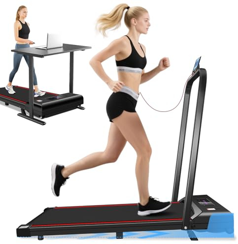 Tapis de Course Inclinable, 3.0HP Tapis de Marche Silencieux avec Audio Bluetooth, APP Gratuite, Télécommande et LED, Walking Pad Compact pour Le Bureau et la Maison, Vitesse Réglable 1-6 km/h