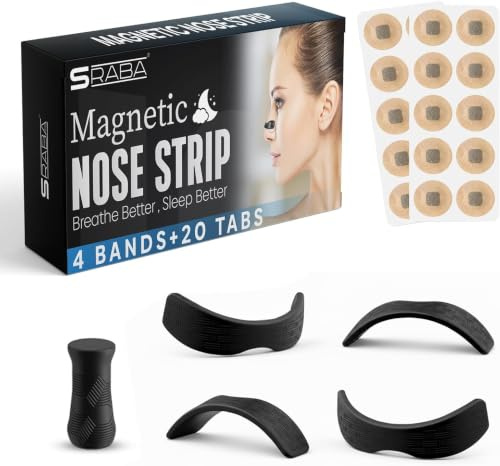 Magnetic Nose Strips 20 Pcs Nose Magnet - Anti Snoring Devices Snoring Aids for Women & Men - Nasal Strips with Nose Magnets for Snoring Relief and Better Breathing Easy to Use Skin Friendly Strips