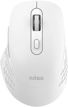 Nilox Ratón Inalámbrico Bluetooth, Conectividad Dual 2,4 GHz y Bluetooth 5.2, Recargable por USB-C, Ergonómico, dpi de hasta 1600, 4 Botones con Clic Silencioso, para PC y Portátiles, Negro