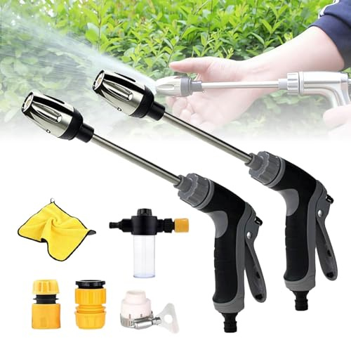 Jetterix Pressure Washer 2026 – Boquilla de Alta Presión para Manguera, Cañón de Espuma Multifuncional con Niveles Ajustables – Limpiador para Coche, Terraza, Jardín y Patio (2pcs)