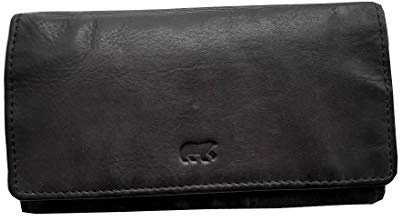 Bear Design Set Damen Geldbörse, Portemonnaie CL9918 Leder Vintage Look schwarz