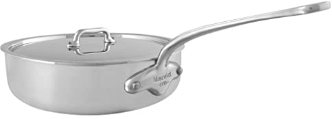 Mauviel 5011.25 M'Urban Tri-Ply 24cm/9.5 Saute Pan w/lid Cast SS Handle, Brushed Stainless Steel