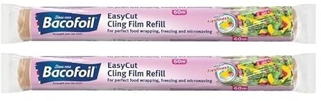 2 x EasyCut Cling Film Refill for Perfect Food Wrapping Freezing and Microwaving 35cm x 60m