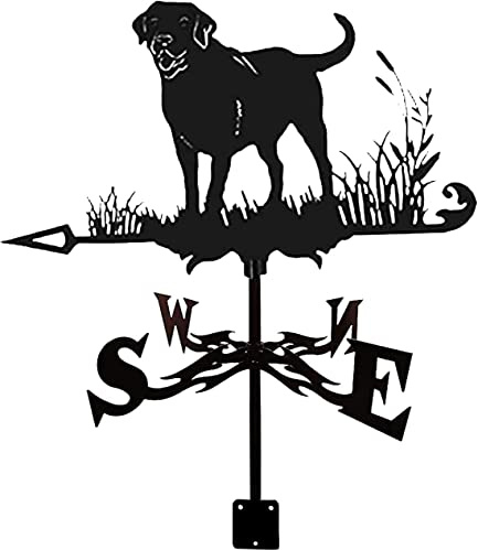 Weather Vane Labrador Weathervane Hound Dog Silhouette Wind Vane Weathercock Measuring Tools with Anti-Rust Coating for Outdoor Animal Bracket Decor Craft