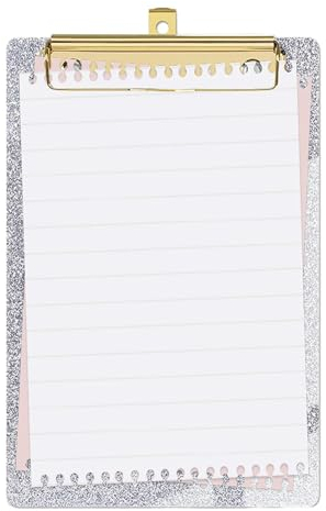 Acryl Briefbeschwerer | Glitzer-Dateien-Zwischenablage, Briefbeschwerer, Briefbeschwerer, tragbar, schick, niedriges Profil, mit goldenem Clip, für Klassenzimmer, Schule, Pflege Pacienjo