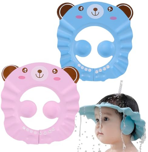 2 Stück Duschhaube Kinder, Kinder Shampoo Kappe, Baby Verstellbare Haare Waschen Schild, Wird zum Schutz von Augen und Ohren verwendet