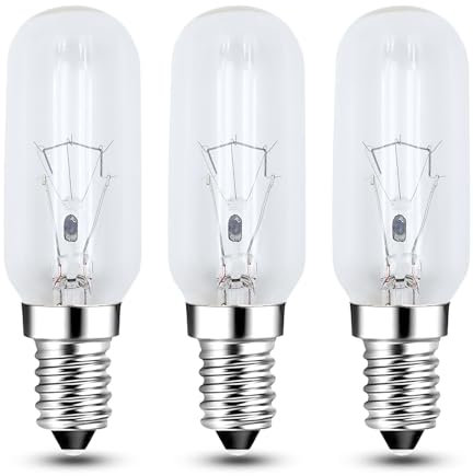 EASYIVY E14 Cooker Hood Light Bulb Dimmable, T25 Extractor Fan Bulb 230V 350LM Warm White 2700K, SES Appliance Lamp for Cooker Hood, Sewing Machine, Refrigerator, 3-Pack