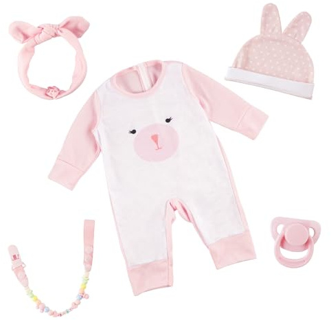 BABESIDE 2 PCS Reborn Baby Doll Clothes with Hat for 17-22 Inch Dolls, Bunny Baby Dolls Outfit Accessories Set BabyClothing,Girls