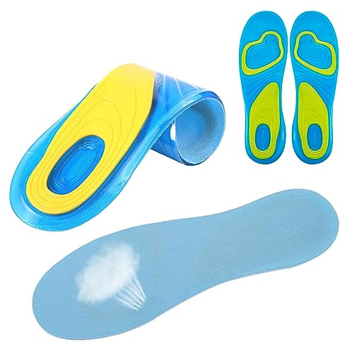 Semelles Chaussures Gel Anti Choc Homme Femme Silicone Semelles Orthopédique Ultra Confort Semelle Gel Soulage Voûte et Talons pour Course Sport Randonnées (Bleu, S:36-41)