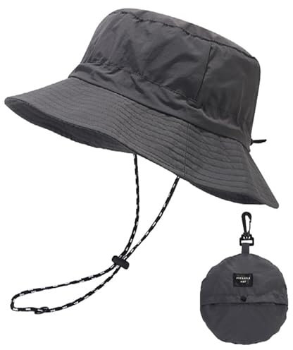 FYting Sonnenhut Damen,Sommerhut Damen,Fischerhüte Faltbar,Regenfest | Sonnenschutz | Schnelltrocknend | Atmungsaktiver, Für Strand,Schwimmbad,Park,Camping,Picknick,Wandern,Reisen (Dunkelgrau)