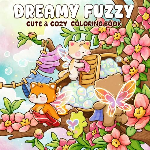 Dreamy Fuzzy: A Cute & Cozy Coloring Book for Adults and Teens Featuring Adorable Animals Friends in Magical Scenes for Stress Relief