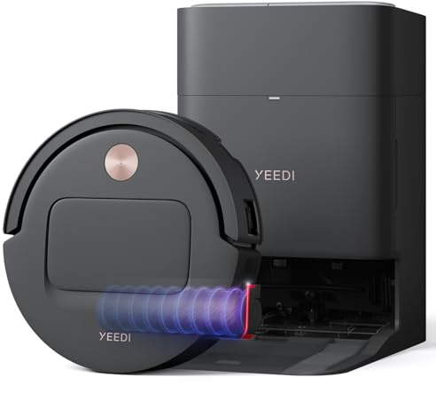 Yeedi M14 Plus Robot Vacuum and Mop, 18,000Pa Suction, OZMO Roller Instant Self-Washing Mopping, 167℉ Smart Dynamic Hot Wash & Auto-Dry, ZeroTangle 3.0 Anti-Hair Brush, All-in-One Omni Station, Black