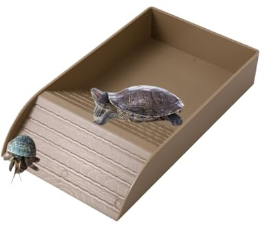 Générique Accessorio tartaruga con rampa di arrampicata, ciotola rettile vasca da bagno per tartaruga, abbeveratoio tartaruga Terrestre, accessorio per gabbia d'acquario per tartaruga, lucertola