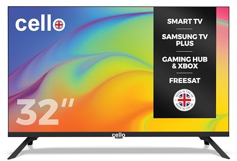 Cello C3225TZ Frameless 32 inch HD Ready Smart TV Powered by Tizen Operating System Cloud Gaming without Console - Bluetooth, HDMI, USB & Wi-Fi Connectivity - 2025 Model Made in UK