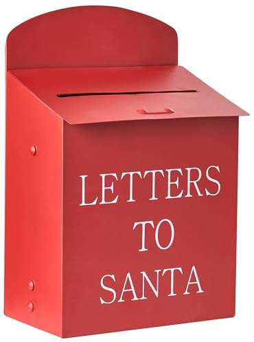 Beliani Boîtes aux Lettres pour Père Noël en Métal Accessoire Décoration Intérieur Extérieur Rouge Forssa