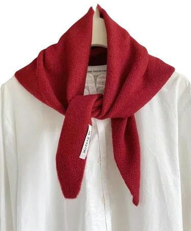 EHOTER Triangle Scarf Knitted Triangle with Rice Grain Knitting Pattern in Solid Colors Light Cloth Soft Many Color Warm Scarf (Red)