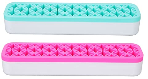 HOSEONFN Lot de 2 Supports pour pinceaux de Maquillage, Organisateur pour pinceaux, pinceaux, Support de Rangement de Bureau avec Trous de Plusieurs Tailles, matériau ABS TPR,