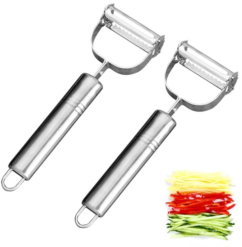Peladora Y Trituradora 2 en 1 Para Frutas Y Verduras Pelador Serrado Peladora De Papas De Acero Inoxidable Pelador Multifuncional Herramienta De Cocina Y Fácil De Limpiar