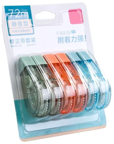 Lot de 5/6 rouleaux de ruban correcteur pour l'école et fournitures 5 mm de large pour prise de notes