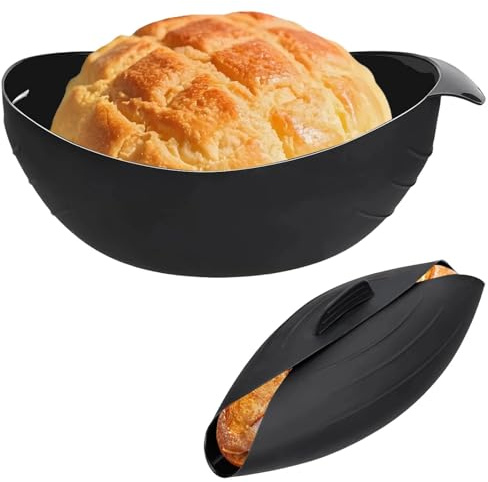 AMONENZ 3 in 1 Stampi per Pane, Nero Stampo in Silicone Ovale, Pieghevole Stampo per Pane in Cassetta, Resistente a Temperature Fino a 260°c, per Cuocere, Mescolare e Cucinare