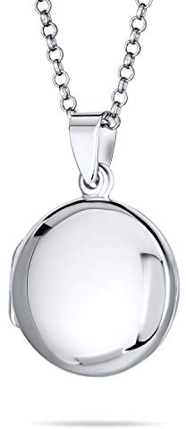 Anpassa kupol rund cirkel aromaterapi eterisk olja parfym diffusor eller fotogitter medaljong för kvinnor polerad .925 silver medaljong halsband hänge, En storlek, .925 sterling silver allergivänlig