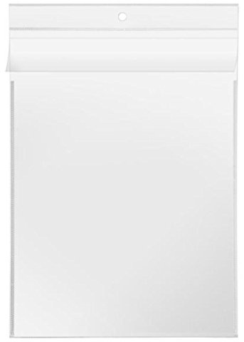 100x A5 Sichttasche, Aufhängehülle, Aufhängetasche, Aushangtasche, Sichthülle mit Überfallklappe oben, Lochung oben in der Mitte, Material PP,glasklar, Stärke 140my, recycelbar !