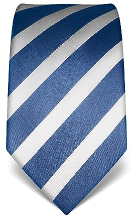 Vincenzo Boretti cravatta elegante classica da uomo, 8 cm x 15 cm, di pura seta di alta qualità, idrorepellente e antisporco, motivo a righe blu