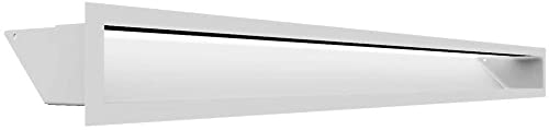 KRATKI Lüftungsgitter Luft | Warmluftgitter 9 x 100 cm | Weiß | Abluftgitter für Kamin Belüftung | Lufteinlass in einem Winkel von 45 Grad | überhitzungbeständig | Ideal für Moderne Innenräumen