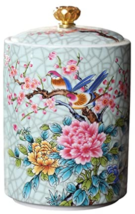 Cabilock Ceramic Tea Pot Canister with Airtight Lid 8Oz Porcelain Storage Jar for Loose Leaf Tea Coffee Sugar Spice Kitchen Container