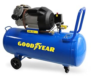 Goodyear - Compresor de aire 100 litros Capacidad de aspiración 356 litros/minuto. 2800rpm. 10 bares. Válvula de Seguridad CE. Ideal para Uso Doméstico DIY