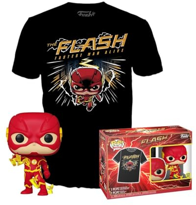 Funko POP! & Tee: DC - the Flash - Medium - DC Comics - T-Shirt - Clothes With Collectable Vinyl Figure - Gift Idea - Toys and Short Sleeve Top for Adults Unisex Men and Women - Official Merchandise