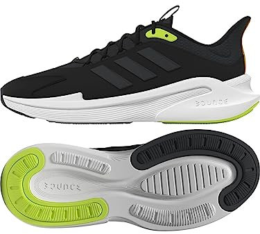 adidas AlphaEdge + Shoes, Zapatillas para Correr Hombre, Core Black/Carbon/Lucid Lemon, 46 EU