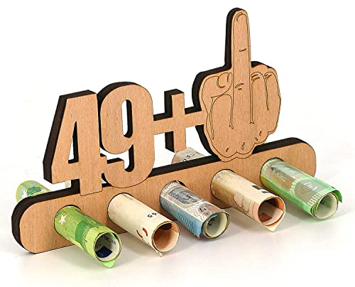 Giftota - Originelle Lustig 50. Geburtstag Geldgeschenk Holz - 49 + 1 - Geschenk zum 50.Geburtstag - Geburtstag Jubiläum - Geschenke aus Holz - Geschenke für Frauen & Männer