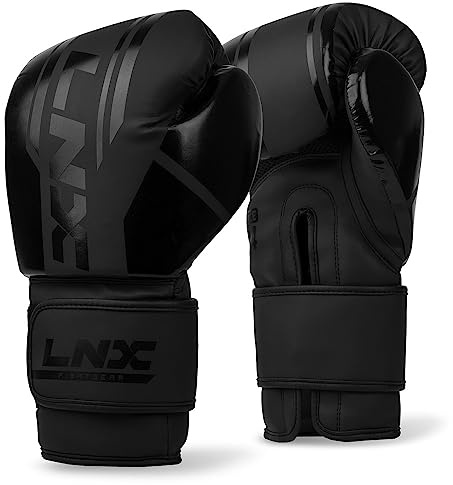 LNX Boxhandschuhe Performance Pro 10 12 14 16 Oz - ideal für Kickboxen Boxen Muay Thai MMA Kampfsport UVM (ultimatte Black (003), 16 Oz)
