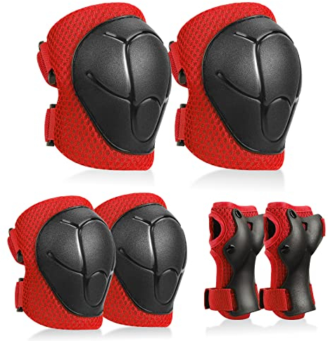 Knieschoner Kinder Schoner Set Inliner Schützer 6 in 1 Schutzausrüstung für 3-7 Jahre Kinder Ellenbogenschoner Handgelenkschoner Protektoren für Skateboard Roller Skaten Fahren