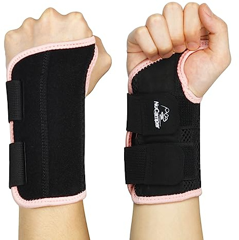 NuCamper Andningsbart handledsstöd handledsbandage med metallskenstabilisator män och kvinnor handledsbandage, justerbar handledsskena, Ergonomiskt, för artrit, seninflammation, stuknin