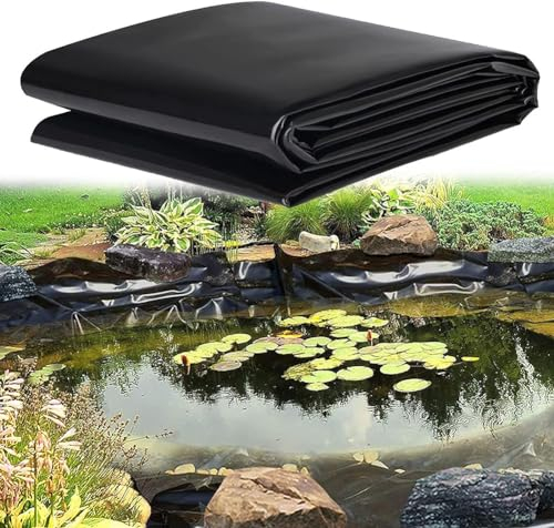 MISKYN Teichfolie,Gartenteich Teichplane,Große Fischteichfolie,Schwarze Folie Garten,Teichfolie 3X3m,Baufolie Extra Stark,Für Fischteiche,Brunnen,Wassergarten Und Wasserfall,9 * 10m