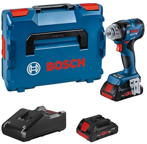 Bosch Professional 18V System Akku Drehschlagschrauber GDS 18V-320 C (320 Nm Anziehmoment und 540 Nm Losbrechmoment, inkl. 2x 4.0Ah ProCORE Akku, Ladegerät GAL 18V-40, Bluetooth-Modul GCY 42, L-BOXX)