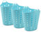 Kreher® flexibler Wäschekorb, Mehrzweckkorb, gelocht in Pink oder Blau. Mit Griffen und Nutzvolumen von ca. 65 Liter pro Korb. (Set und Farbe wählbar) (3er Set Blau)
