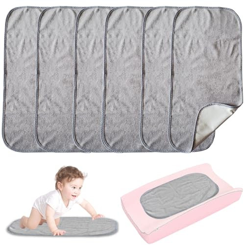 6 Stück Baby Wickelunterlage, 30x60 cm Wickelauflagenbezug aus Bambusfasern, Wickelauflagen Bezug, Wickelunterlage, wasserdicht, waschbar, wiederverwendbar, für Zuhause, Reisen und draußen
